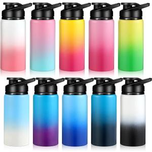 Mimorou 10 Pack Reusable Aluminum Water Bottles Bulk Operation Christmas Multicolor Outdoor Sports Water Bottles for Travel Gym Cycling Camping, Snap Lid (17oz)