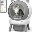 Self Cleaning Litter Box for Multiple Cats, Automatic Litter Box with APP Real-Time Monitor, Dual Safety Protection, Odor-Free Waste Disposal Includes Trash Bags, Gray