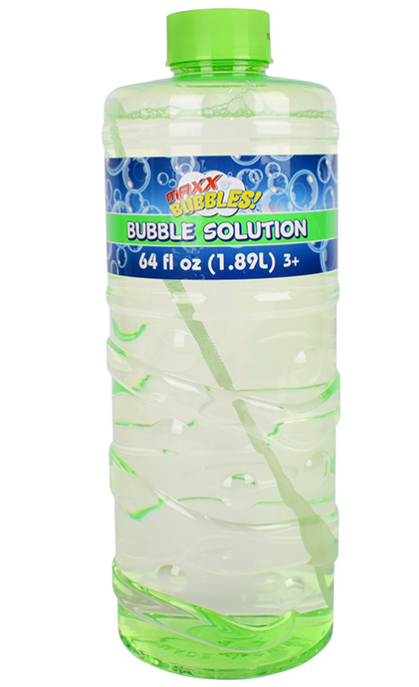Sunny Days Entertainment Bubble Solution Refill with Wand 64oz Non Toxic (1/2 Gallon), Kids Easy Grip Bottle Refill for Bubble Machine, Bubble Wands, Bubble Toys