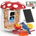 Smart Bird Feeder with Camera 2K Live Real-Time Alert AI Identify with 32G Card DIY Attachments Camera Bird Feeder Solar Powered Wireless Outdoor Birdwatching Gift for Birds Lover, Red