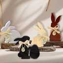 Easter Decorations for Home: 4 pcs Bunny Table Decorotions Wooden Bunny Decorotions Centerpiece Signs with Bow Tie, Sign, Rustic Tiered Tray Decor Farmhouse Bunny Decorations for Table, Vintage Easter Gifts