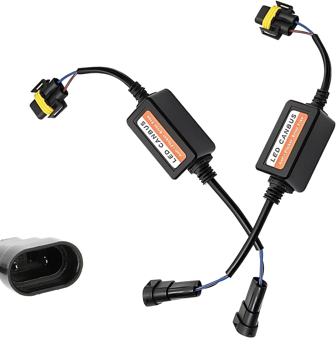 2 PCS Car LED Light Decoder, H11/H8/H9 LED Bulb Anti Flicker Harness Error Code Canceler, Waterproof Plug and Play Canbus Decoder, Unviersal for Most Cars Bulb Modification Adapters (Black)