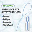 RAZOKO Dental Floss Threaders for Braces, Bridges, Implants & Crowns | Nylon Floss Threaders for Orthodontic Care | 420 Count (6 Packs) with Travel Case