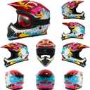 TCMT Youth Dirt Bike Helmet DOT Certified - Kids Full Face Motocross ATV Helmet with Goggles, Gloves and Helmet Bag for Off-Road, BMX, MX, Street Riding