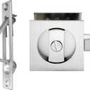 Pocket Door Lock with Edge Pull,Privacy Door Hardware Suitable for Bathroom Bedroom etc Recessed 2 Sided, 2 3/8" Backset, Invisible Hardware for 1 3/8 to 2 3/16 Thickness Door (Sliver+Edge Pull)