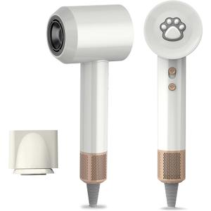 Hair Dryers, High-Speed Ionic Low Noise Blow Dryer with 105,000 RPM, Heat-Control & 500 Million Negative Ions,No Heat Damage, Travel (White)