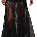 WDIRARA Women's Sexy See Through Sheer Lace Maxi Skirt Low Waist A Line Flowy Long Mesh Skirt Black, Small