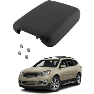 Center Console Lid, Compatible with 2008-2017 Chevy Traverse/Buick Enclave, 2007-2016 GMC Acadia, 2007-2010 Saturn Outlook, Middle Console Armrest Cover Assembly, OE#22905370, 925-084 (Ebony Black)