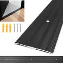 Aluminum Door Threshold - 36" L x 3" W Exterior Floor Transition Strip with Pre Drilled Holes and Expansion Screws, Non-Slip Fluted Saddle Flat Profile Threshold, Prevent Dust & Airflow, Black, 36in x 3in
