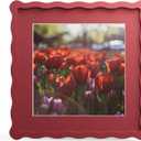 10x10 Picture Frame with Mat for 8x8, Wavy Edge Wooden Real Glass Photo Frame for Tabletop and Wall Hanging, Red, 1 Pack