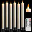 Da by 6 Flameless Window Candles with Remote Controller & Timer, LED Cone Stick Candle, Free 6 Black Bases, 9.6 Inch Battery Powered Christmas Candles for Home, Party, Holidays, Christmas Decoration