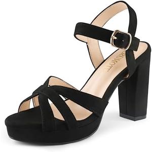 MERUMOTE Women's Open Toe Chunky High Heels Ankle Strap Platform Pump Shoes Buckle Party Sandals 8.5