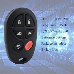 Key Fob Replacement Compatible with Toyota Sienna 2004-2017 Keyless Entry Remote Car Key GQ43VT20T（2pcs）