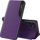Compatible with Samsung Galaxy S26 Ultra Case Clear View Leather with Kickstand Magnetic Flip Phone Case Women Men Shockproof Protective Cover for Samsung Galaxy S26 Ultra,Windows Purple