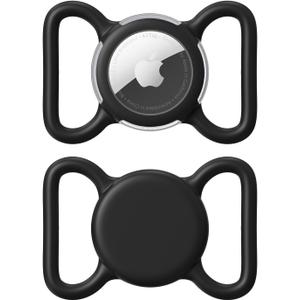 Waterproof Airtag Holder for Dog Collar, Soft Full-Body Protective Airtag Holder for Dog & Cat Collars, Ultra-Durable, Easy Installation, Lightweight Clear Airtag Case (Black, Large)