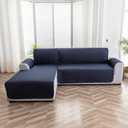 Genina Sectional Couch Covers for Dogs L Shaped Sofa Covers Chaise Lounge Cover Reversible Sofa Cover Sectional Furniture Protector for Pets, Kids (Navy Blue, Small)