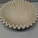 Large Modern Decorative Ruffle Bowl for Home Decor Fruit Bowl Organic Catch All Key Kitchen Entryway Shelf Coffee Table,Artificial Stone Beige