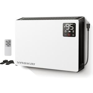 VAGKRI Quiet Electric Space Heater, Wall Mounted Heater 1500W Fast Heating with Remote, 3 Heating Modes, 24H Timer, Indoor Heaters with Stand Base for Bathroom, Bedroom, Living Room, Office