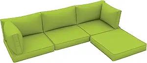 UDPATIO Outdoor Cushions for Patio Furniture, Waterproof Patio Furniture Cushions Replacement, 4" Deep Seat Outdoor Sectional Cushions for 4-seat Chair Sofa Couch, Green