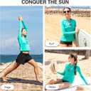 Kanu Surf Womens Gabby UPF 50+ Long Sleeved Active Rashguard & Workout Top (Green, M)