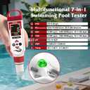 pH Chlorine Meter Digital 7 in 1, Pool ORP Salinity Meter Test pH CL Salt ORP EC TDS Temp, for Pools Aquariums Hydroponics Drinking Water Hot Tubs, Water Test Kit, with Calibration Solution