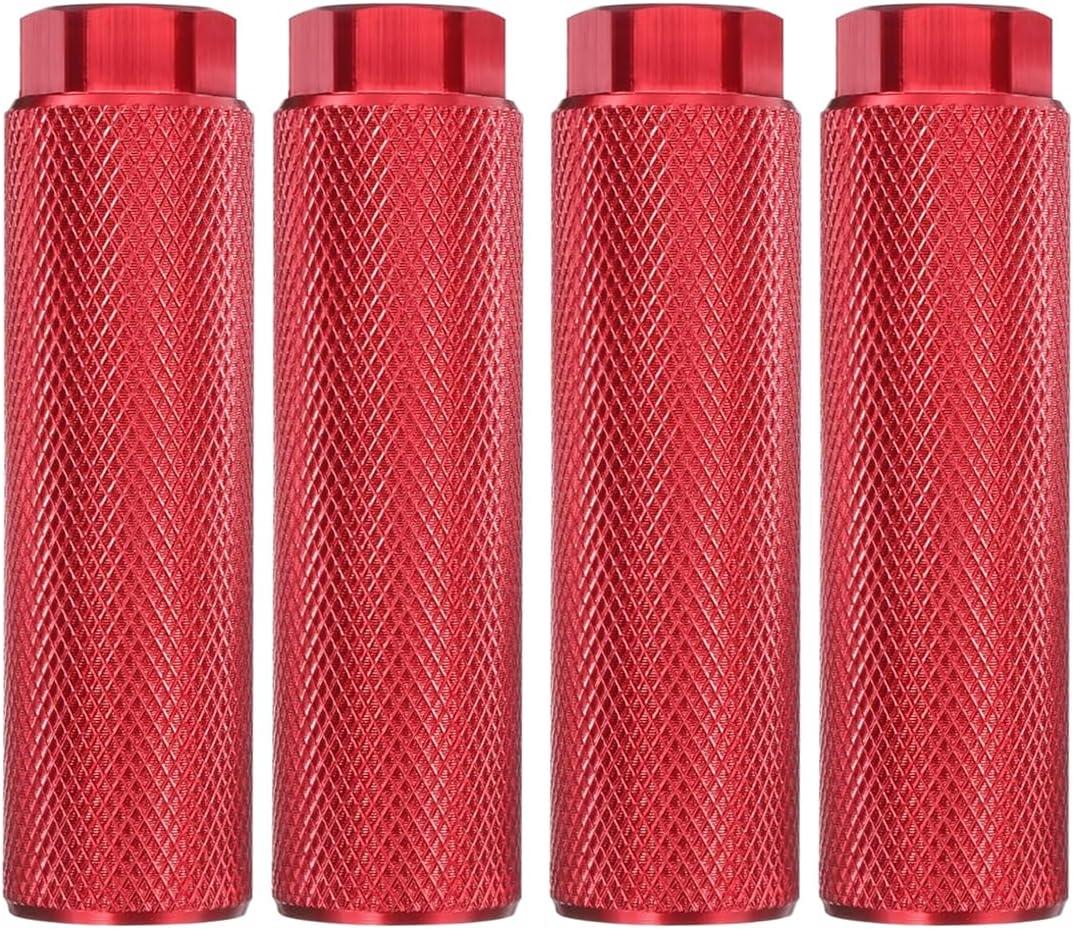 SMALLSTARIII Bike Pegs 4Pcs Aluminum Alloy Anti-Skid Lead Foot Bicycle Pegs 3/8 inch Axles (Red4 pure)