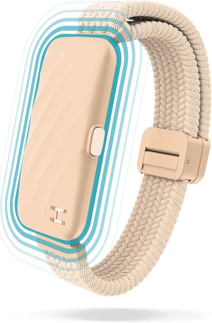 Homedics WakeBand Silent Vibrating Alarm Wristband, Ultra-Light Comfortable Design, 9 Vibration Patterns & 9 Intensities, Up to 6-Day Battery, iOS/Android App, Cream