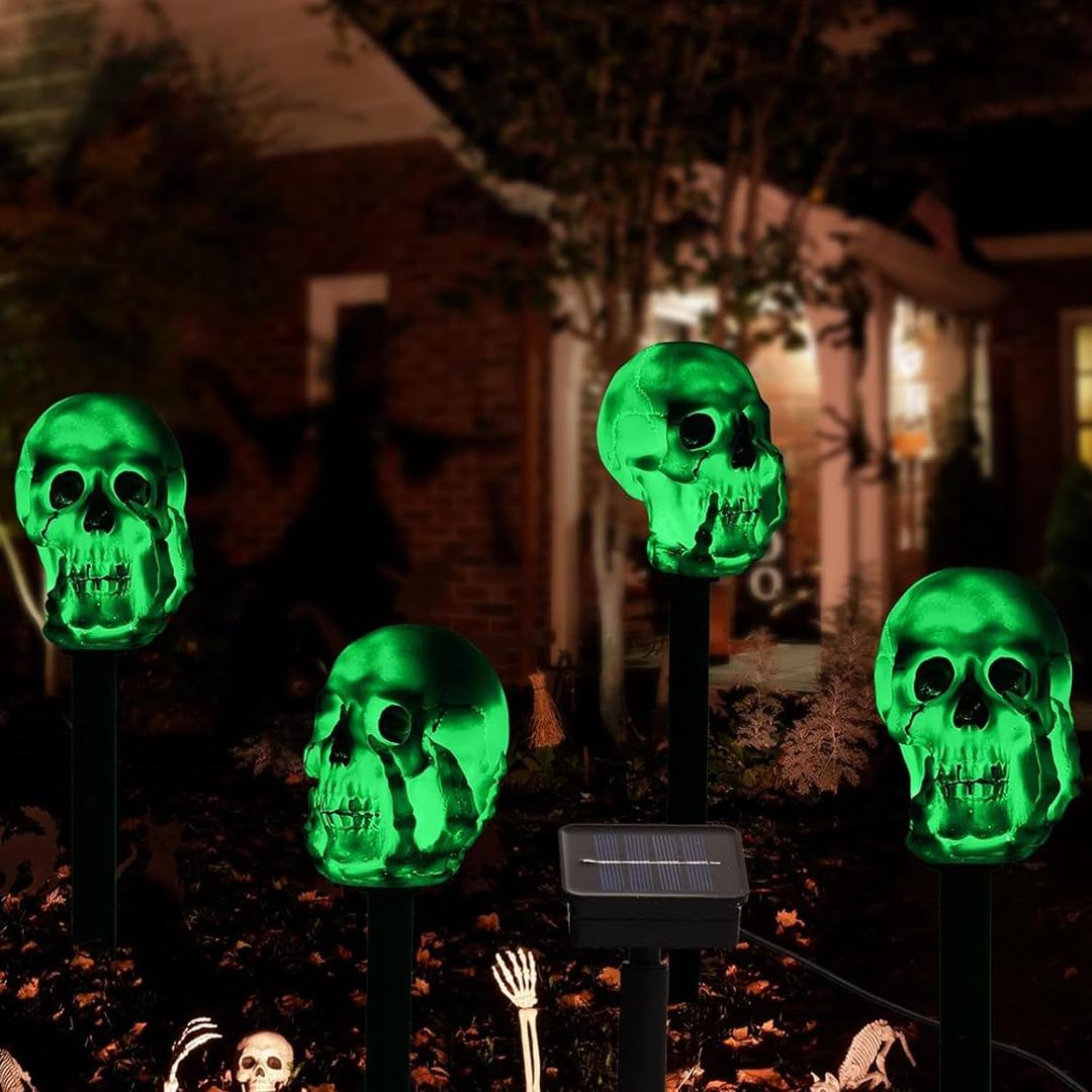 HUYIENO Solar 4pcs Halloween Pathway Lights LED Lights Outdoor Waterproof Halloween Decorations for Garden (Ghost hand)