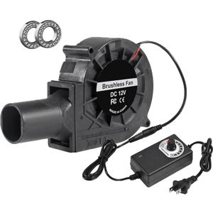 97mm Blower Fan 12V BBQ Blower Fan with AC Plug 110V 240V BBQ Air Mover with 3 to 12V Speed Controller for Barbecue Camping, Fireplace, Bellows, Wood Stove, 97mm x 33mm