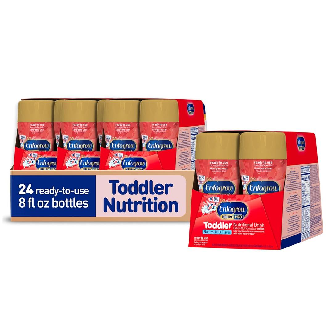 Enfagrow NeuroPro Toddler Nutritional Drink, Try Our Brain-Supporting Trio, Ready to Use, 8 fl Oz (24 Bottles) (EXP 07/01/26)