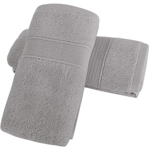 PiccoCasa Hand Towels 2-Pack 100% Cotton Ring Spun Highly Absorbent Soft Luxury Hotel & Spa Quality Hand Towel for Bathroom 13 x 29 Inches, Light Gray