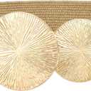 JASGOOD Woven Straw Elastic Belt for Women  Boho Braided Wide Waist Belt with Gold Buckle for Beach Dresses & Summer Outfits (Fit waist size 34''-38'')