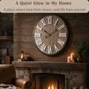 Oversized 30" Farmhouse Wall Clock, Rustic Wood Round Timepiece with Raised Roman Numerals, Black Metal Frame, Silent Quartz, Durable & Easy-to-Clean, Living Room & Entryway Decor (Weathered Brown)