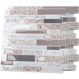 Art3d Backsplash Tile for Kitchen Peel and Stick, 10 Sheets Self-Adhesive Wall Tiles for Kitchen, Bathroom Back Splashes, 12"x12", Terrazzo