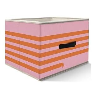 Nogrit Long Dachshund Dog Storage Bins Box, Toybox for Girls, Weiner Dog Pink Foldable Baskets Organizer Container with Handles for Kids Girls Dorm Bedroom Bathroom Clothes Toys Books