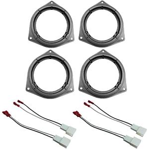 DKMUS 2 x Pairs 6.5" Car Door Speaker Adapter Plates for Toyota Venza Solara RAV4 Camry Celica Echo Corolla Highlander 4 Runner Tundra Sequoia Yaris Prius Avalon Stand Ring Kit 1 Pair + Wiring Harness
