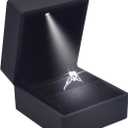 Luxury LED Lighted Engagement Ring Box - Elegant Matte Black Ring Case for Wedding Rings, Perfect for Proposal, Anniversary, Ceremony, and Gift Giving, New Version