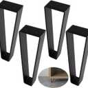 Osring 10 Inch Trapezoid Furniture Legs 4pcs, Solid Steel Furniture Hairpin Leg for Side Table, TV Stand and Cabinet, Black