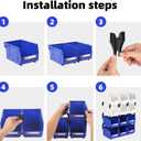 Stackable Storage Bins 12 Pack (7x5x4 Inch), Plastic Stackable Storage Organizer Bins Wall Mounted Hanging Small Parts Bin for Garage, Workbench & Office (Blue & Red)