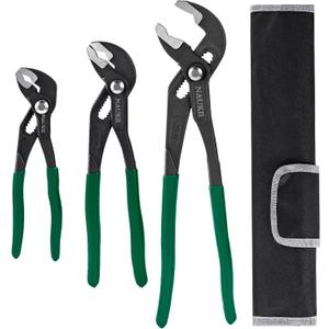3pcs 8/10/12 inch Groove Joint Pliers Set Comfortable Handle Tongue-and-Groove Pliers for Home Repair Water Pump Pliers with Roll Up Case Adjustable Pliers
