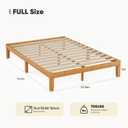 DUMOS Full Size Bed Frame, Solid Wooden 12IN Platform Bed Base with Sturdy Wood Slat Support, Noise-Free Design, No Box Spring Needed, Easy Assembly, Natural Pine, 12Full