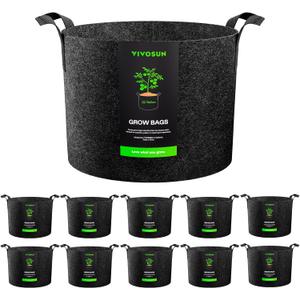 VIVOSUN 10-Pack 30 Gallon Grow Bags, Reinforced Planter Fabric Pots for Gardening Black