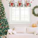 Christmas Valances for Windows Gingerbread Candy Cane Christmas Kitchen Curtain Valances Rod Pocket Xmas Ball Window Curtain Treatment Topper Curtains Seasonal Valance Christmas Decor, 42x12 Inch