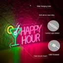Happy Hour Bar Neon Sign for wall dcor with Dimmable Switch Happy Hour LED Neon Signs Bedroom Beer Neon Light Sign Decor.