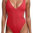 One Piece Swimsuits Women Sexy Cutout Push Up Swimwear Cheeky V-Cut Back High Cut Thong 1 Piece Bikinis Bathing Suit Size XXL