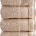 HALLEY Turkish Cotton Towels (Pack of 4) Hand Towels Super Soft Highly Absorbent 100% Cotton Towels for Bathroom and Kitchen for Mothers Day (Tan)