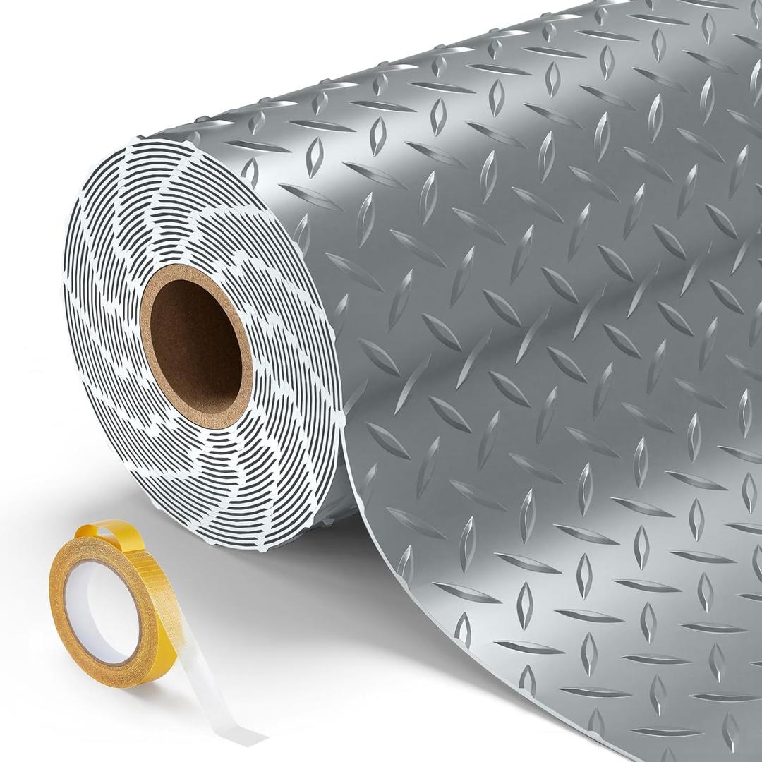 8.2x20 FT Garage Floor Mat, 2.8mm Thickened Garage Flooring Heavy Duty Rubber Garage Floor Mats for Under Car, Diamond Plate Garage Mat for Garage, Workshop, Enclosed Trailer (Grey)