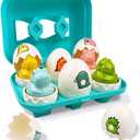 Pinkiwine Easter Hide & Squeak Dinosaur Eggs Montessori Sorting & Matching Learning Toys for Toddlers Kids Boys Girls Easter Basket Stuffers Gifts Party Favors