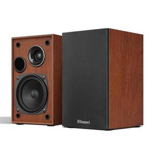 Elimavi Passive Bookshelf Speakers, 2Way Design with 4" Woofer & 1" Silk Horn Tweeter, 60Hz Bass, Ideal for Home, Office & Theater, Brown(Requires Amplifier or Receiver to Operate)
