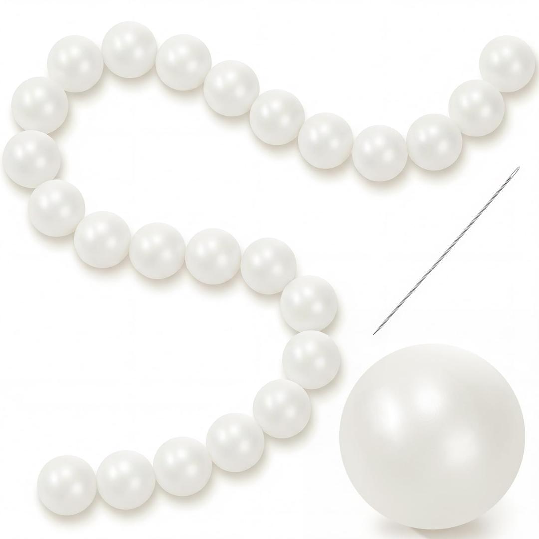 Teyva Daily 200 Pcs Quick Link Pearl Ball Garland Pits 2.2 Inch Pearlescent White Pearl Ball Decoration Chain for Wall Arches Chains Birthday Party Wedding Anniversary Graduation Arch Party Decor